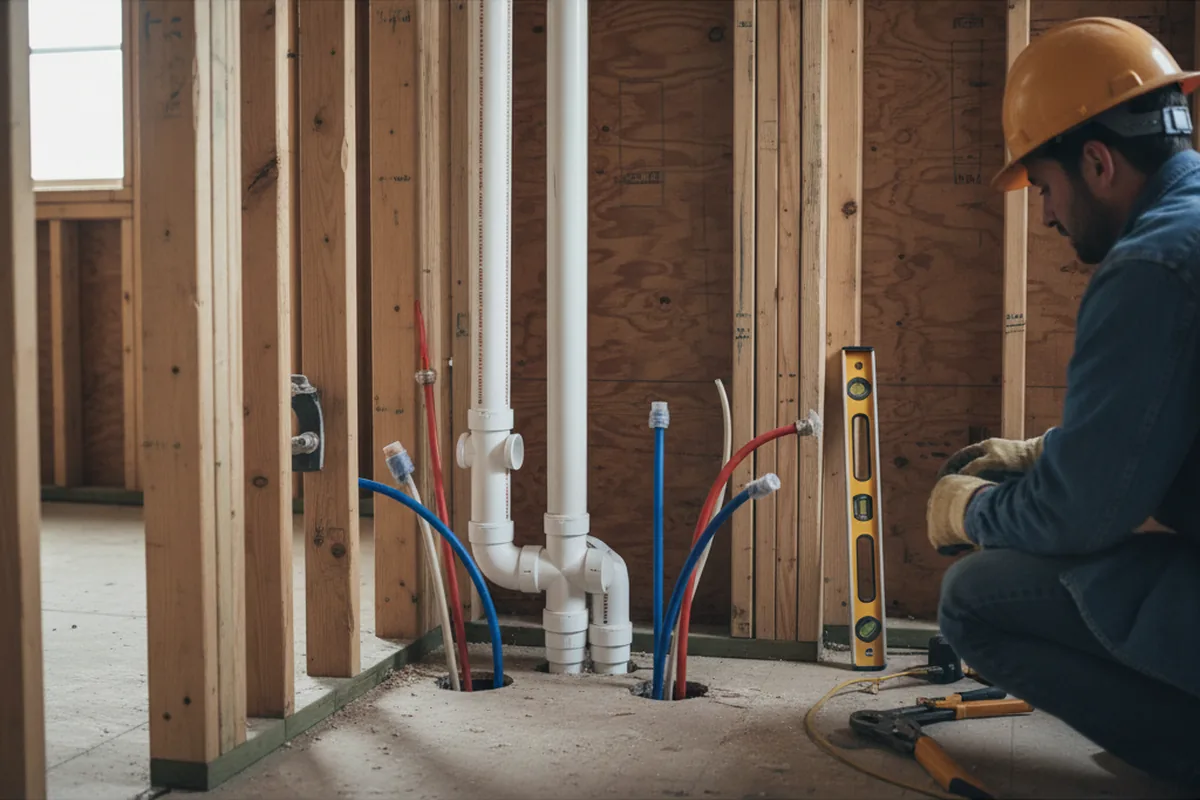 Drain and supply rough-in during Leak Detection in Richardsville