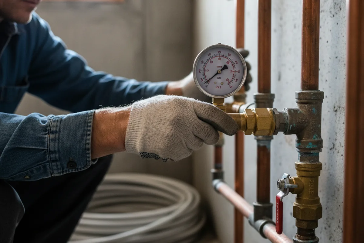 Pressure testing a repaired line during Water Line Repair in Richardsville
